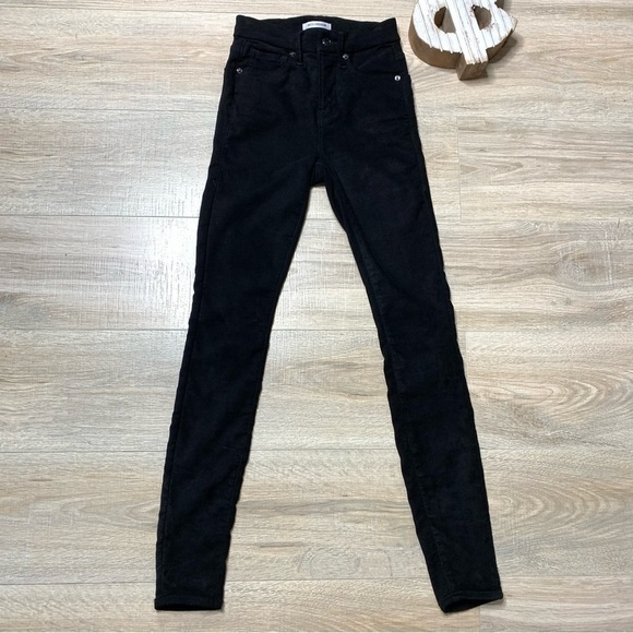 Good American Good Legs Crop Faux Suede Black Pants Size 0/25 - Picture 5 of 15